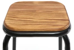 Miliboo Design-Barhocker Edelstahl 2er-Set H 75 cm dunkles Holz MEMPHIS* Barhocker