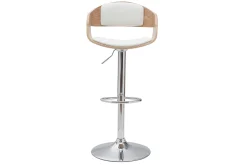 Miliboo Design-Barhocker EUSTACHE höhenverstellbar weiß und helles Holz* Barhocker