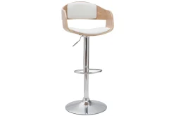 Miliboo Design-Barhocker EUSTACHE höhenverstellbar weiß und helles Holz* Barhocker