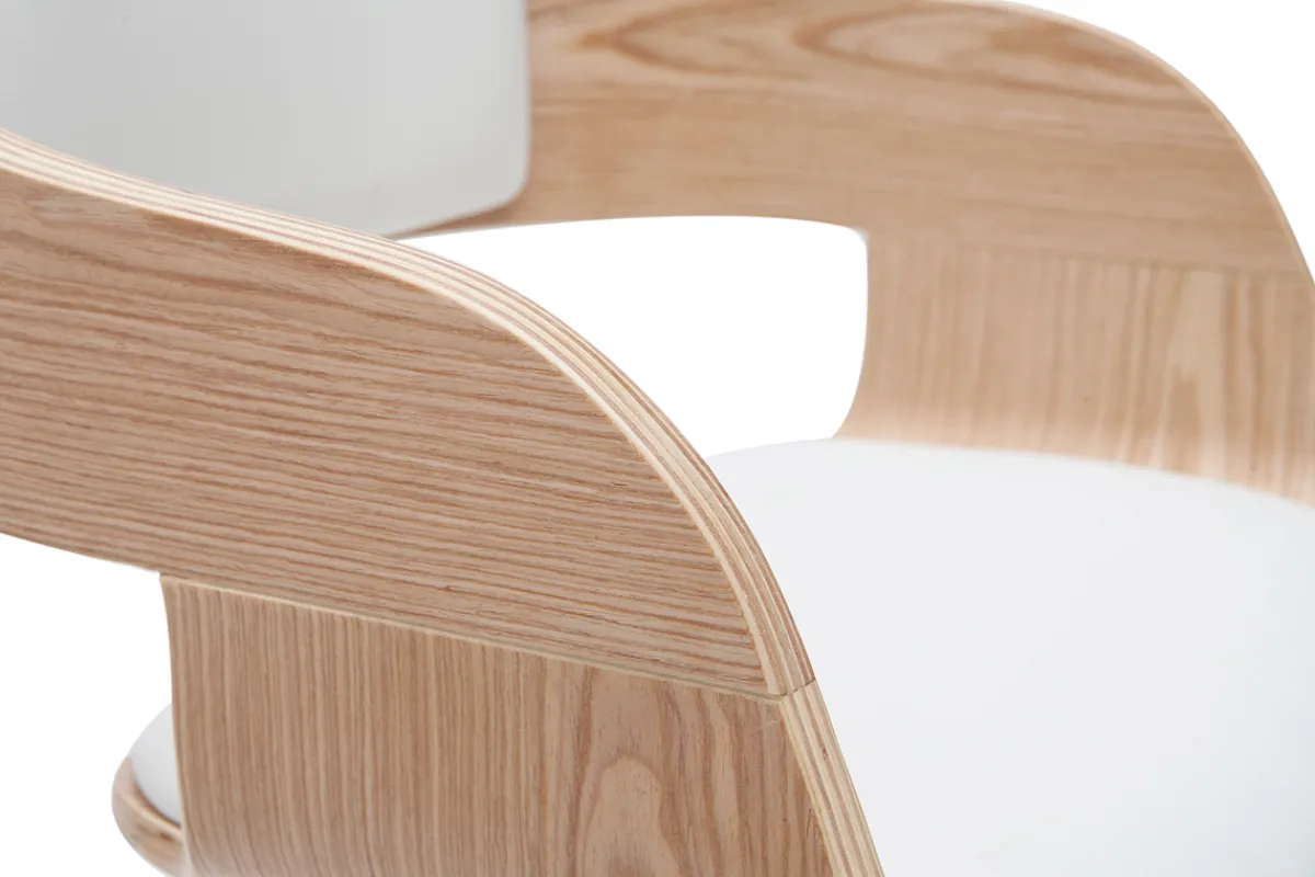 Miliboo Design-Barhocker EUSTACHE höhenverstellbar weiß und helles Holz* Barhocker