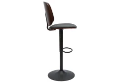 Miliboo Design-Barhocker höhenverstellbar schwarz und dunkles Holz BECK* Barhocker
