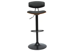 Miliboo Design-Barhocker höhenverstellbar in Schwarz mit dunklem Holz (2er-Set) VASCO* Barhocker