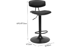 Miliboo Design-Barhocker höhenverstellbar in Schwarz mit dunklem Holz (2er-Set) VASCO* Barhocker
