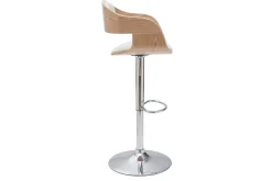 Miliboo Design-Barhocker höhenverstellbar aus weißem Polyurethan und hellem Holz (2er-Set) EUSTACHE* Barhocker
