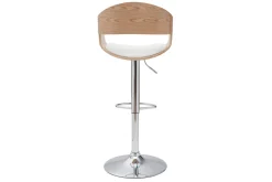Miliboo Design-Barhocker höhenverstellbar aus weißem Polyurethan und hellem Holz (2er-Set) EUSTACHE* Barhocker