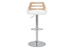 Miliboo Design-Barhocker höhenverstellbar weiß und helles Holz PERNIK* Barhocker