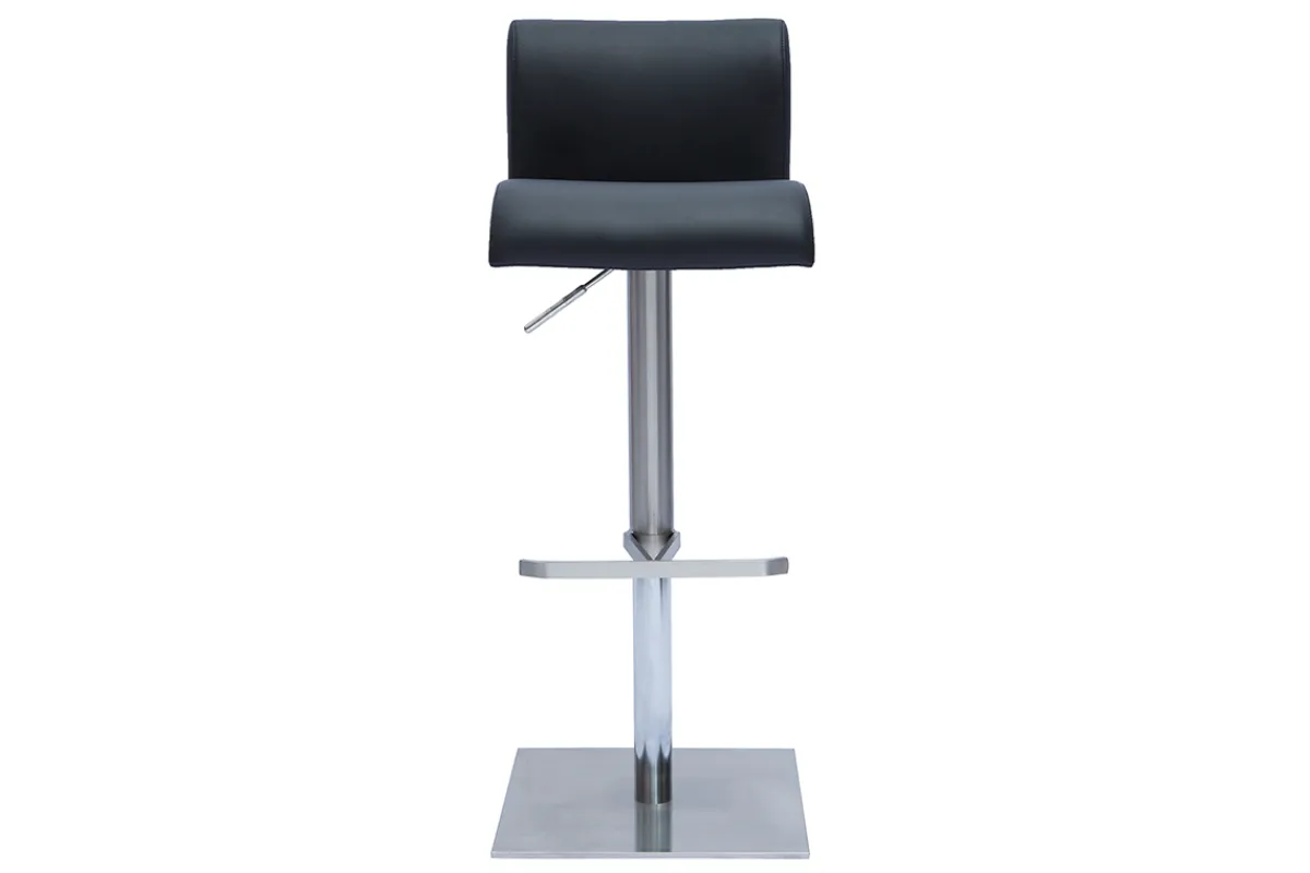 Miliboo Design-Barhocker höhenverstellbar schwarz gebürsteter Edelstahl SHEINA* Barhocker