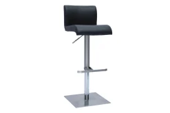 Miliboo Design-Barhocker höhenverstellbar schwarz gebürsteter Edelstahl SHEINA* Barhocker