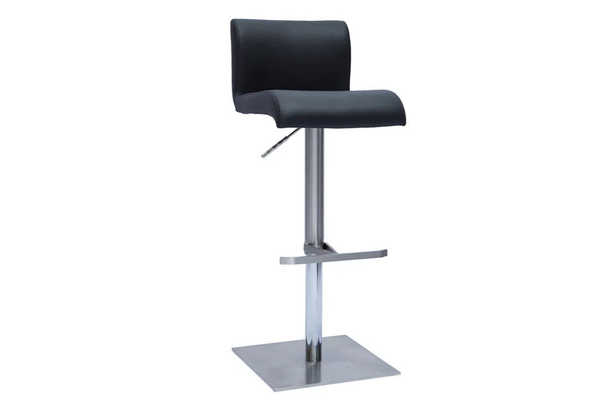 Miliboo Design-Barhocker höhenverstellbar schwarz gebürsteter Edelstahl SHEINA* Barhocker