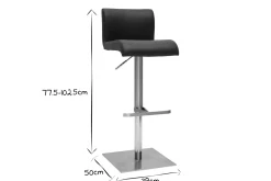 Miliboo Design-Barhocker höhenverstellbar schwarz gebürsteter Edelstahl SHEINA* Barhocker