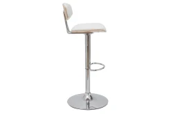 Miliboo Design-Barhocker höhenverstellbar weiß und helles Holz VASCO* Barhocker