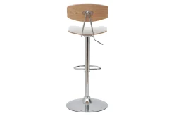 Miliboo Design-Barhocker höhenverstellbar weiß und helles Holz VASCO* Barhocker
