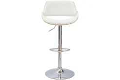 Miliboo Design-Barhocker höhenverstellbar weiß und helles Holz CLASH* Barhocker