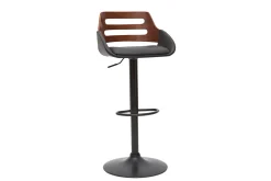 Miliboo Design-Barhocker höhenverstellbar schwarz und Walnuss PERNIK* Barhocker