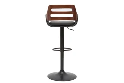 Miliboo Design-Barhocker höhenverstellbar schwarz und Walnuss PERNIK* Barhocker