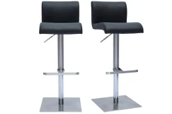 Miliboo Design-Barhocker höhenverstellbar schwarz gebürsteter Edelstahl (2er-Set) SHEINA* Barhocker