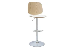 Miliboo Design-Barhocker höhenverstellbar weiß und helles Holz BECK* Barhocker