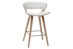 Miliboo Design-Barhocker höhenverstellbar weiß und helles Holz H65 cm SYRAH* Barhocker
