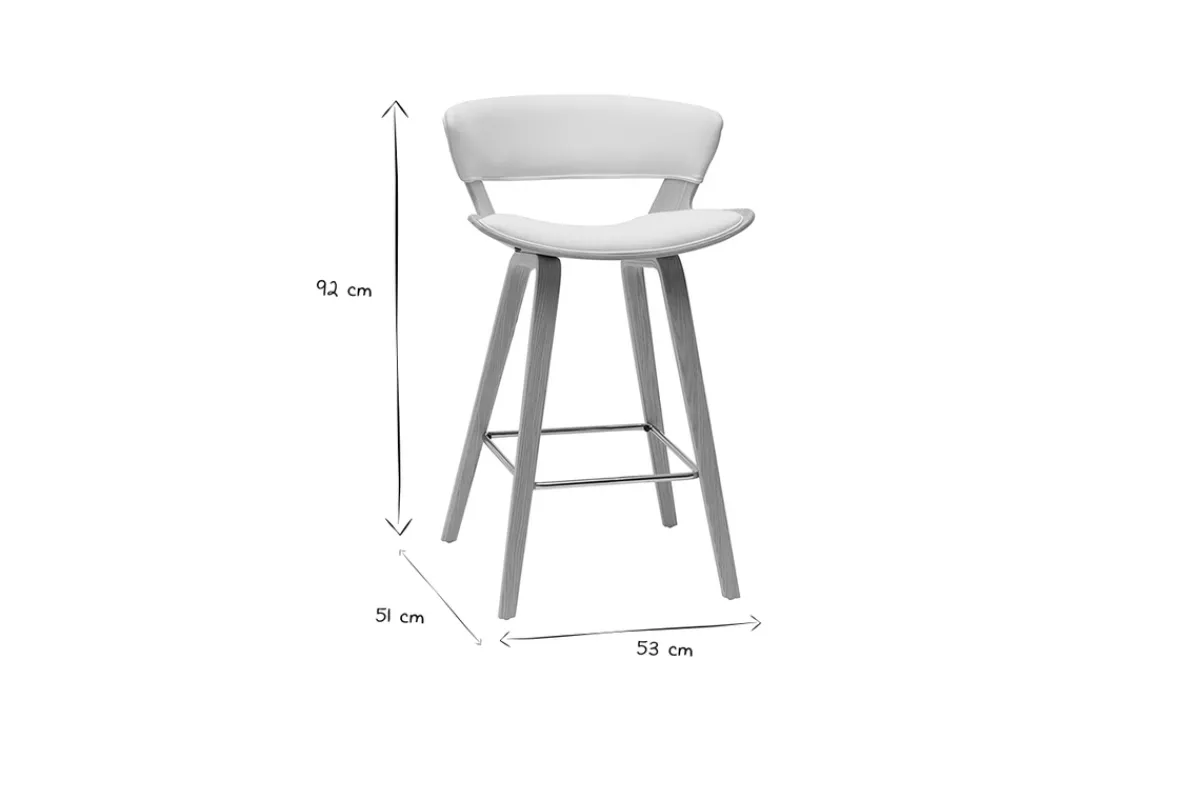 Miliboo Design-Barhocker höhenverstellbar weiß und helles Holz H65 cm SYRAH* Barhocker