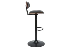 Miliboo Design-Barhocker höhenverstellbar schwarz und dunkles Holz VASCO* Barhocker