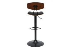 Miliboo Design-Barhocker höhenverstellbar schwarz und dunkles Holz VASCO* Barhocker