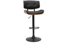 Miliboo Design-Barhocker höhenverstellbar schwarz und dunkles Holz BASILE* Barhocker