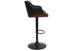 Miliboo Design-Barhocker höhenverstellbar schwarz und dunkles Holz LUCIEN* Barhocker