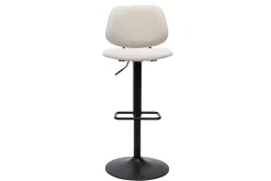 Miliboo Design-Barhocker höhenverstellbar Stoff mit Samteffekt in Beige und schwarzes Metall (2er-Set) BARNET* Barhocker