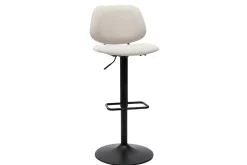 Miliboo Design-Barhocker höhenverstellbar Stoff mit Samteffekt in Beige und schwarzes Metall (2er-Set) BARNET* Barhocker