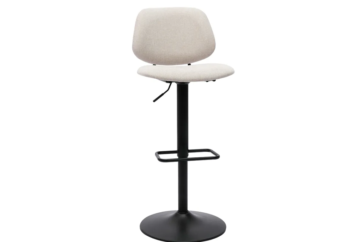 Miliboo Design-Barhocker höhenverstellbar Stoff mit Samteffekt in Beige und schwarzes Metall (2er-Set) BARNET* Barhocker