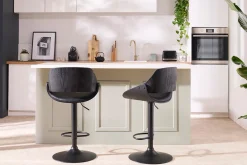 Miliboo Design-Barhocker höhenverstellbar Holz und schwarzes Metall CLASH* Barhocker