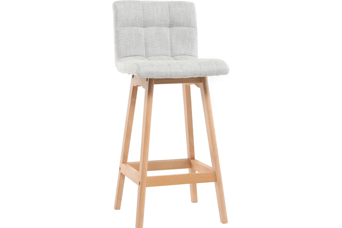 Miliboo Design-Barhocker Holz und Perlgrau 65 cm 2 Stck. KLARIS* Barhocker