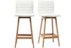 Miliboo Design-Barhocker Holz und PU Weiß 65 cm 2 Stck. EMMA* Barhocker