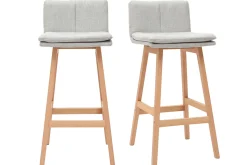 Miliboo Design-Barhocker Holz und Perlgrau 65 cm 2 Stck. JOAN* Barhocker