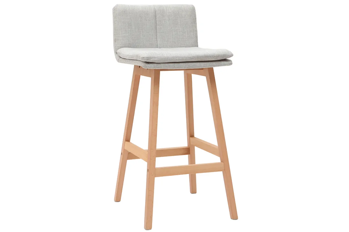 Miliboo Design-Barhocker Holz und Perlgrau 65 cm 2 Stck. JOAN* Barhocker