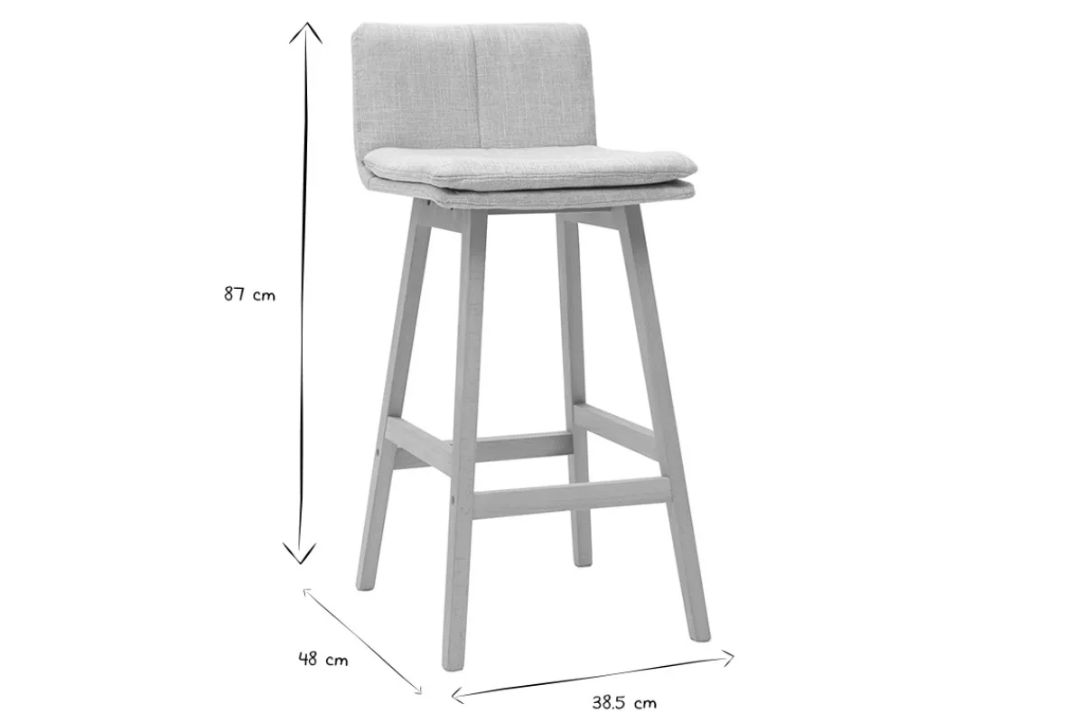 Miliboo Design-Barhocker Holz und Perlgrau 65 cm 2 Stck. JOAN* Barhocker