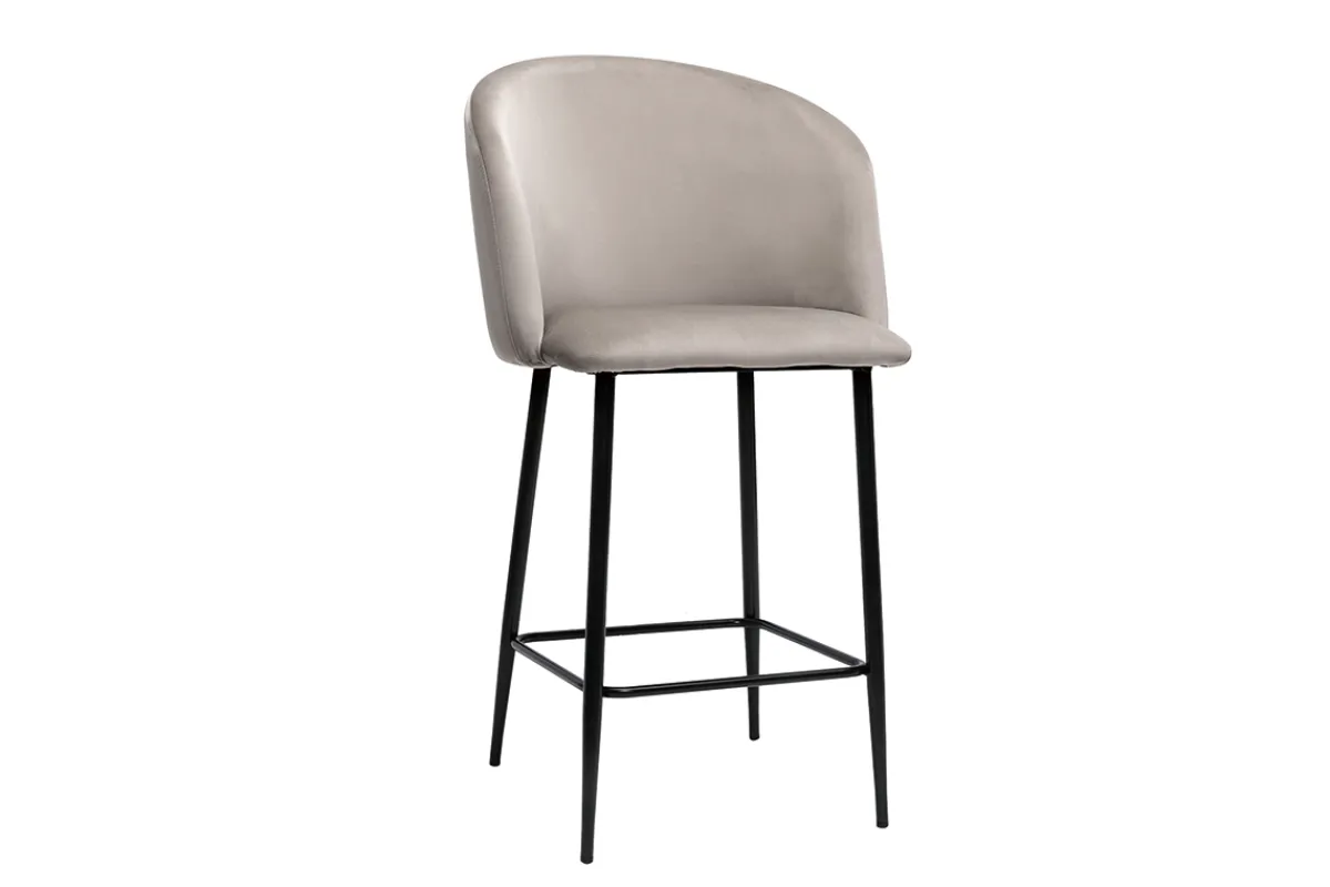 Miliboo Design-Barhocker in taupefarbenem Samt VANITY* Barhocker