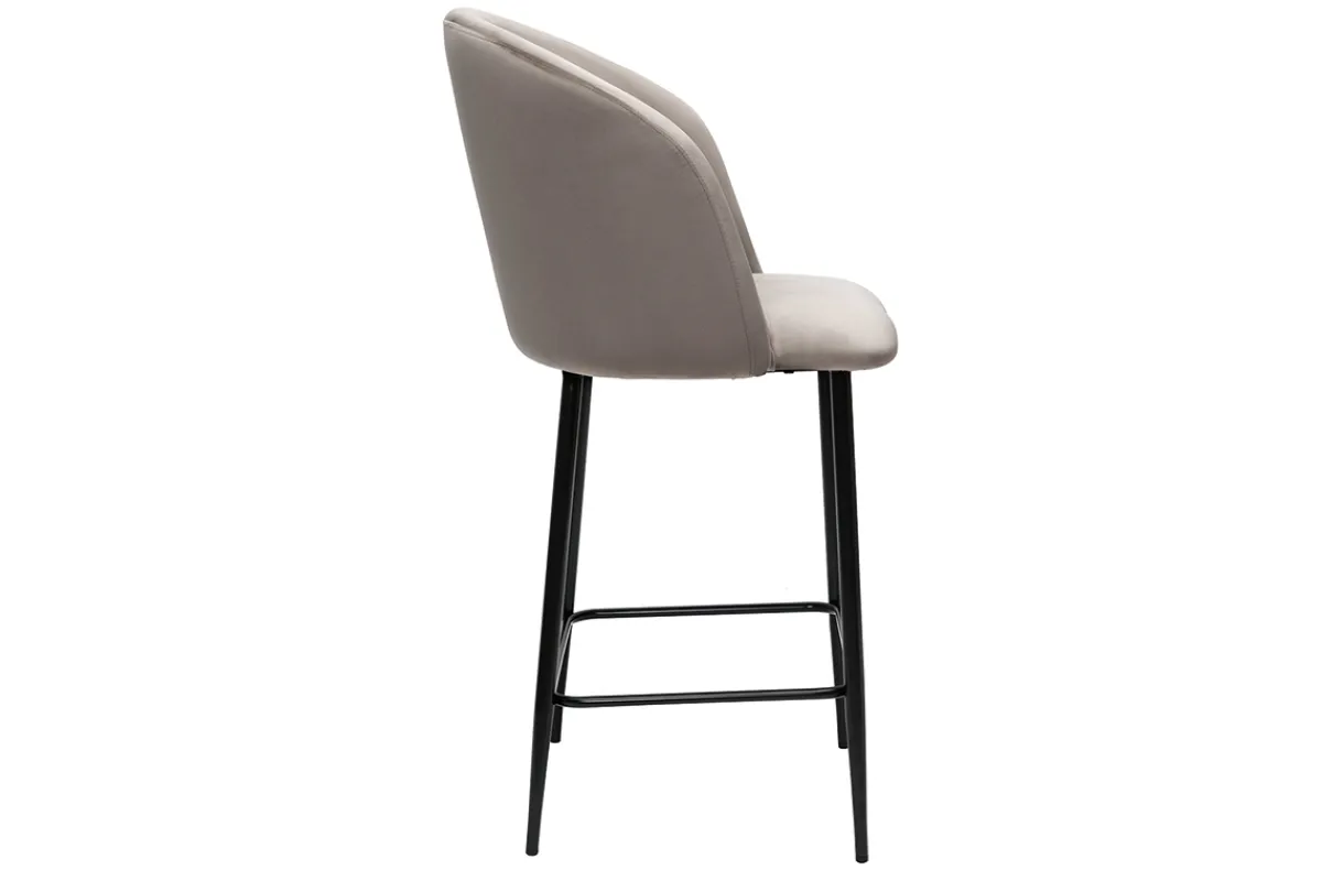 Miliboo Design-Barhocker in taupefarbenem Samt VANITY* Barhocker
