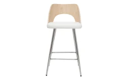 Miliboo Design-Barhocker in Weiß und Holz H66,5 cm (2er Set) FALCOM* Barhocker