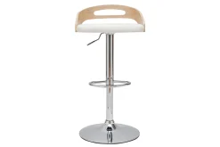 Miliboo Design-Barhocker MANO höhenverstellbar weiß und helles Holz* Barhocker