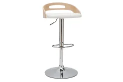 Miliboo Design-Barhocker MANO höhenverstellbar weiß und helles Holz* Barhocker