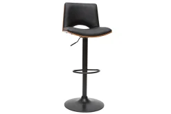 Miliboo Design-Barhocker PANACH höhenverstellbar schwarz und dunkles Holz* Barhocker