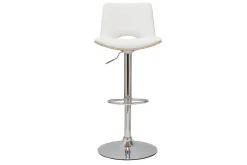 Miliboo Design-Barhocker PANACH höhenverstellbar weiß und helles Holz* Barhocker