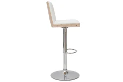 Miliboo Design-Barhocker PANACH höhenverstellbar weiß und helles Holz* Barhocker