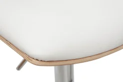 Miliboo Design-Barhocker PANACH höhenverstellbar weiß und helles Holz* Barhocker