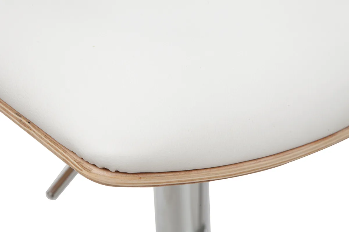 Miliboo Design-Barhocker PANACH höhenverstellbar weiß und helles Holz* Barhocker