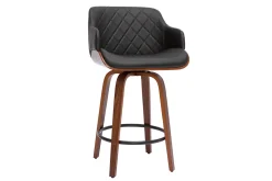 Miliboo Design-Barhocker PANACH schwarz und dunkles Holz 65 cm LUCIEN* Barhocker