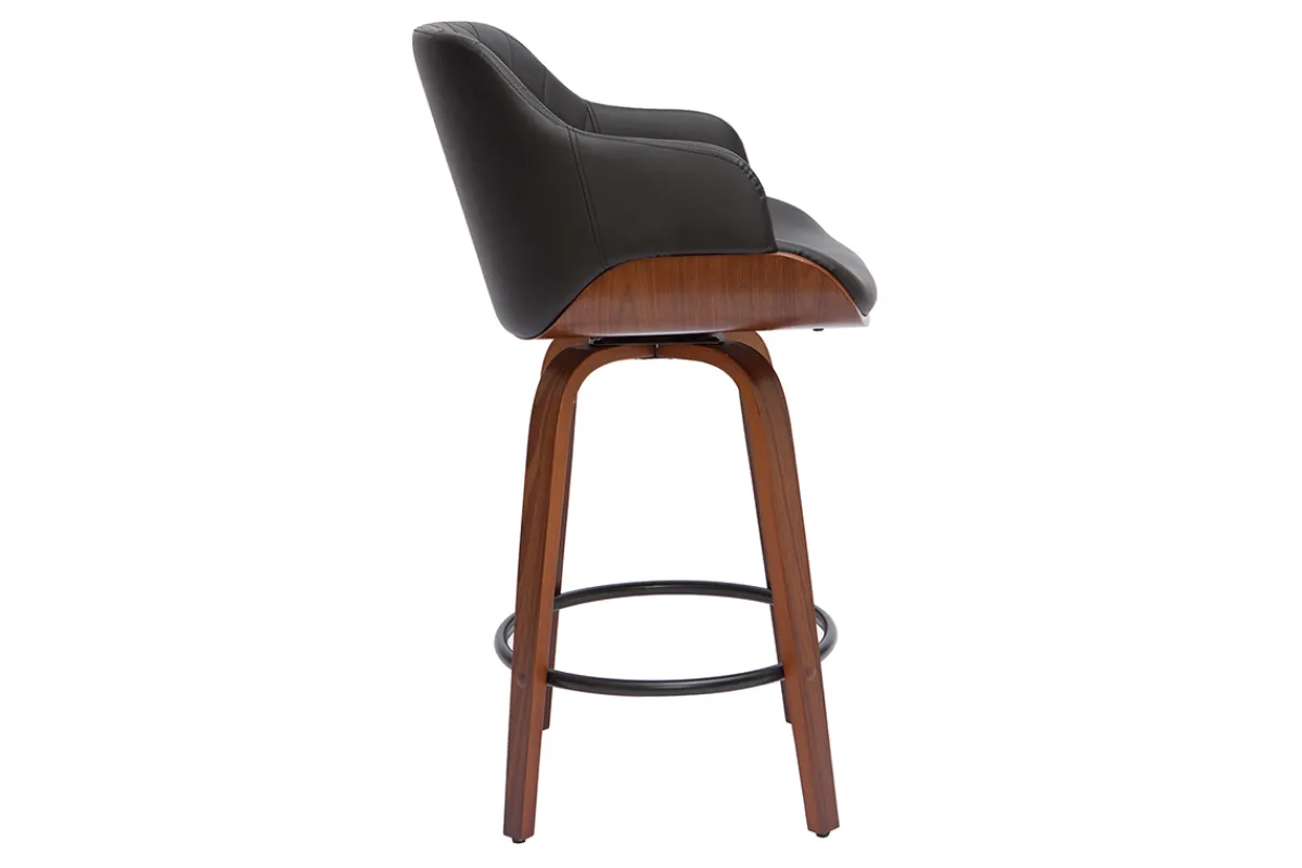 Miliboo Design-Barhocker PANACH schwarz und dunkles Holz 65 cm LUCIEN* Barhocker