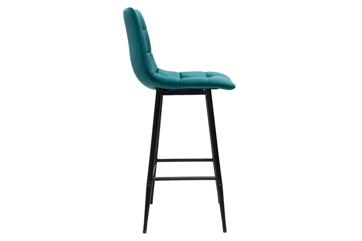 Miliboo Design-Barhocker petrolblauer Samt H65 cm (2er-Set) MAXWELL* Barhocker