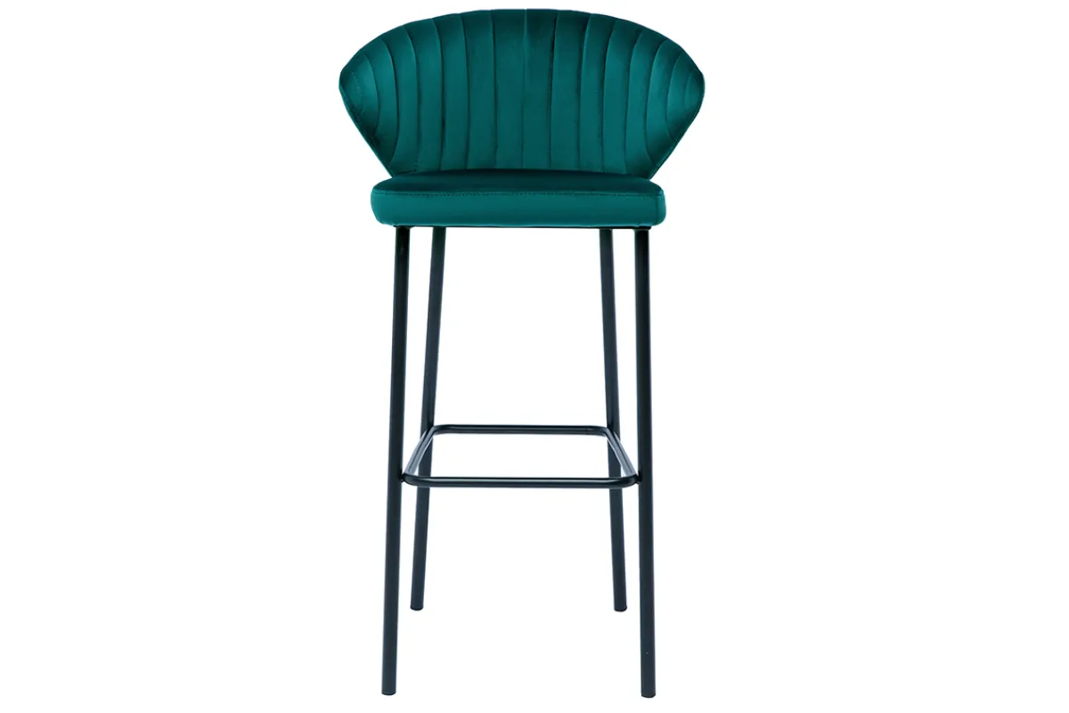 Miliboo Design-Barhocker Samt Petrolblau 78 cm DALLY* Barhocker